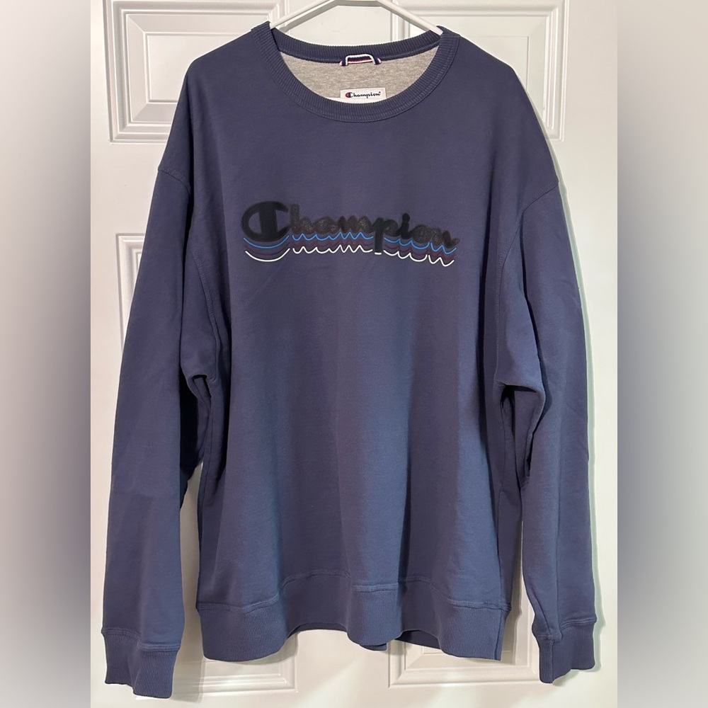 Champion Men's Fleece Sweatshirt Long Sleeve Crew Neck Powerblend Script Logo